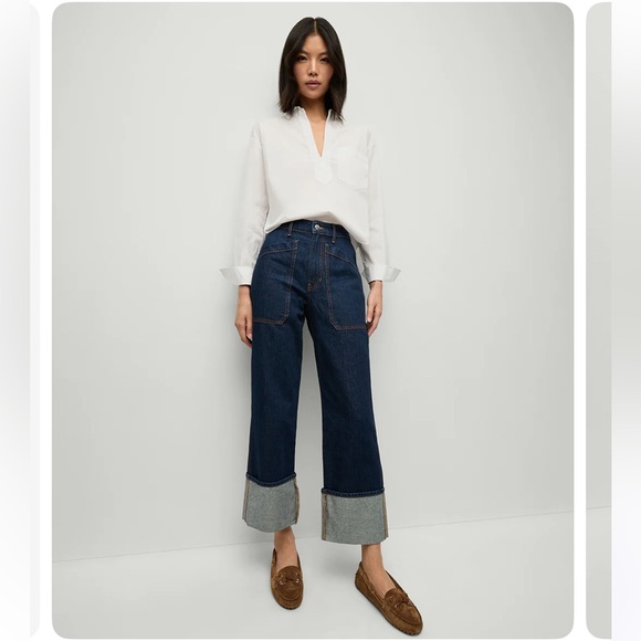 Veronica Beard Dylan Cuffed Straight-Leg Jeans - Picture 1 of 7